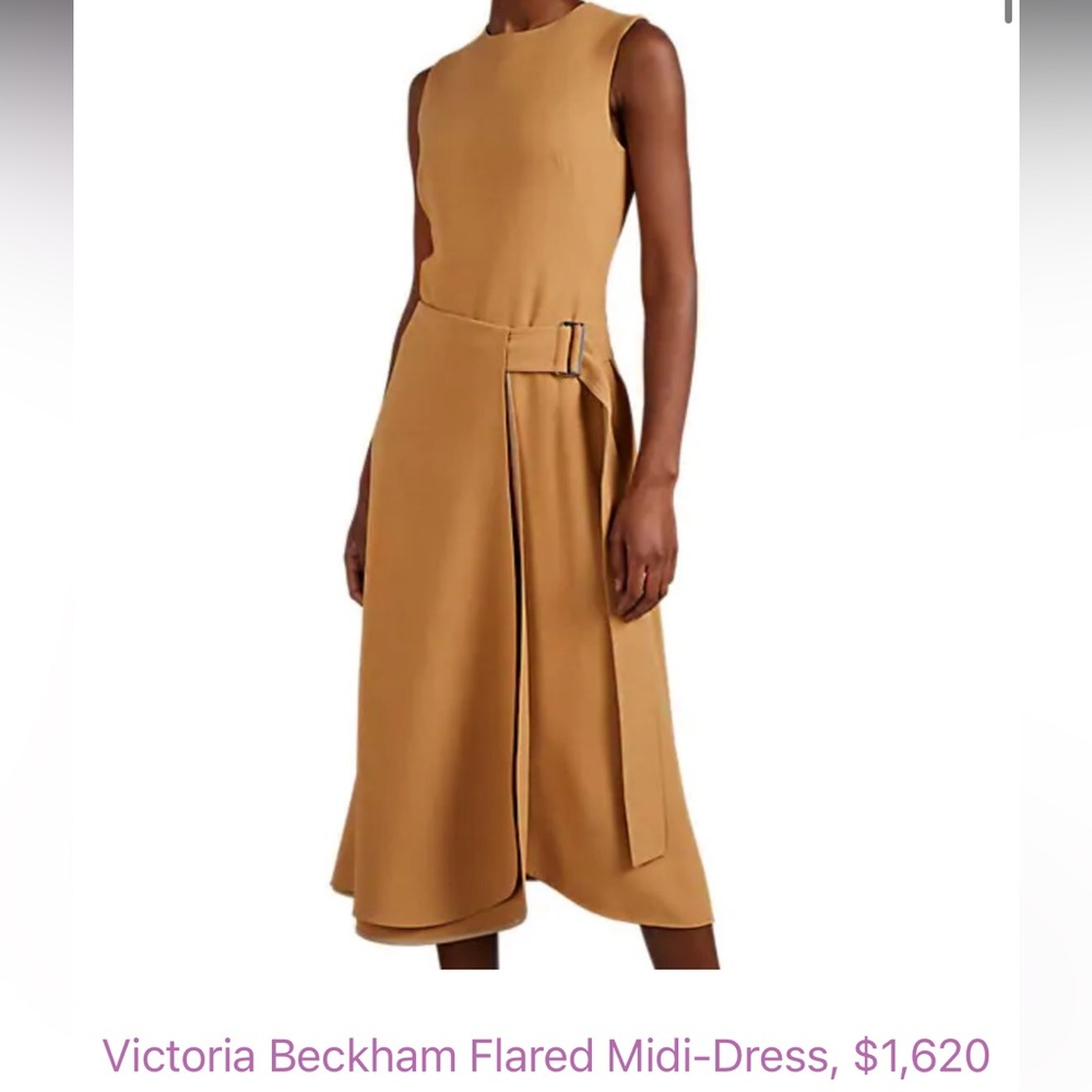 Victoria Beckham Flared Midi Dress Camel size 4